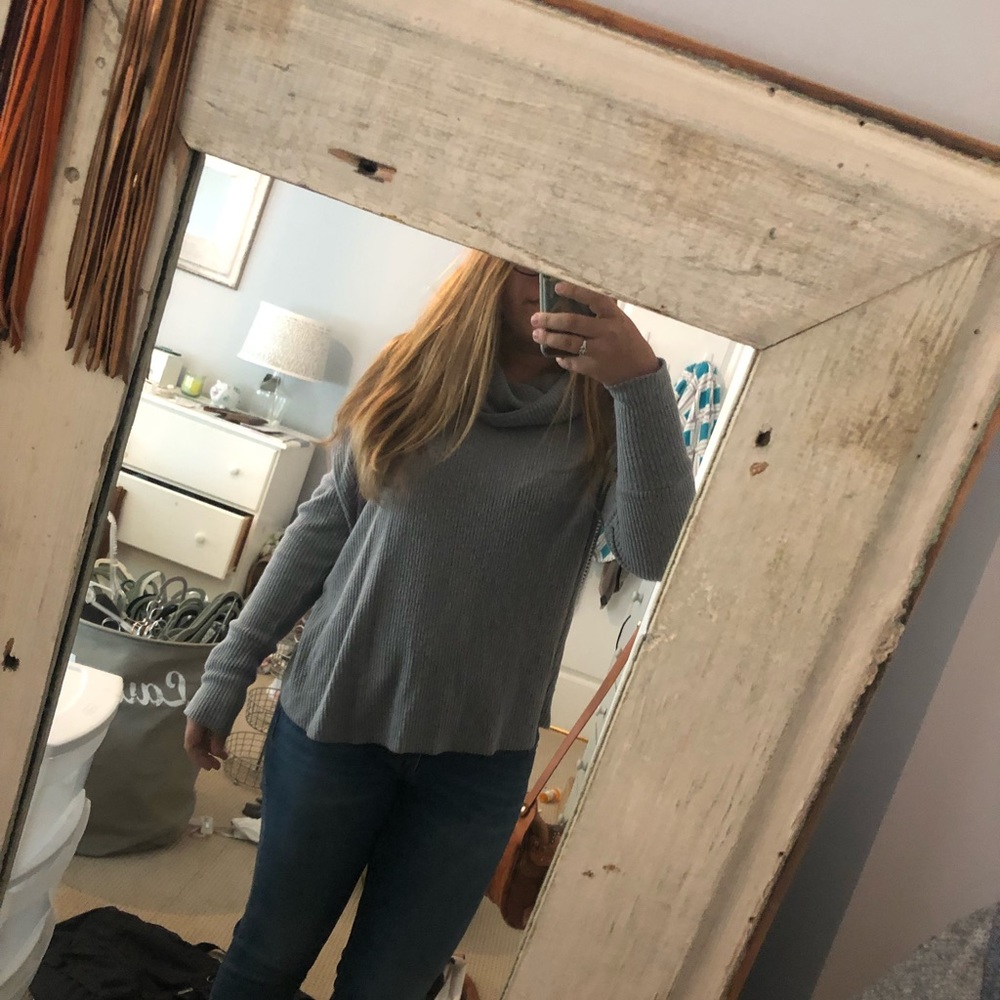 Gray cowl neck sweater